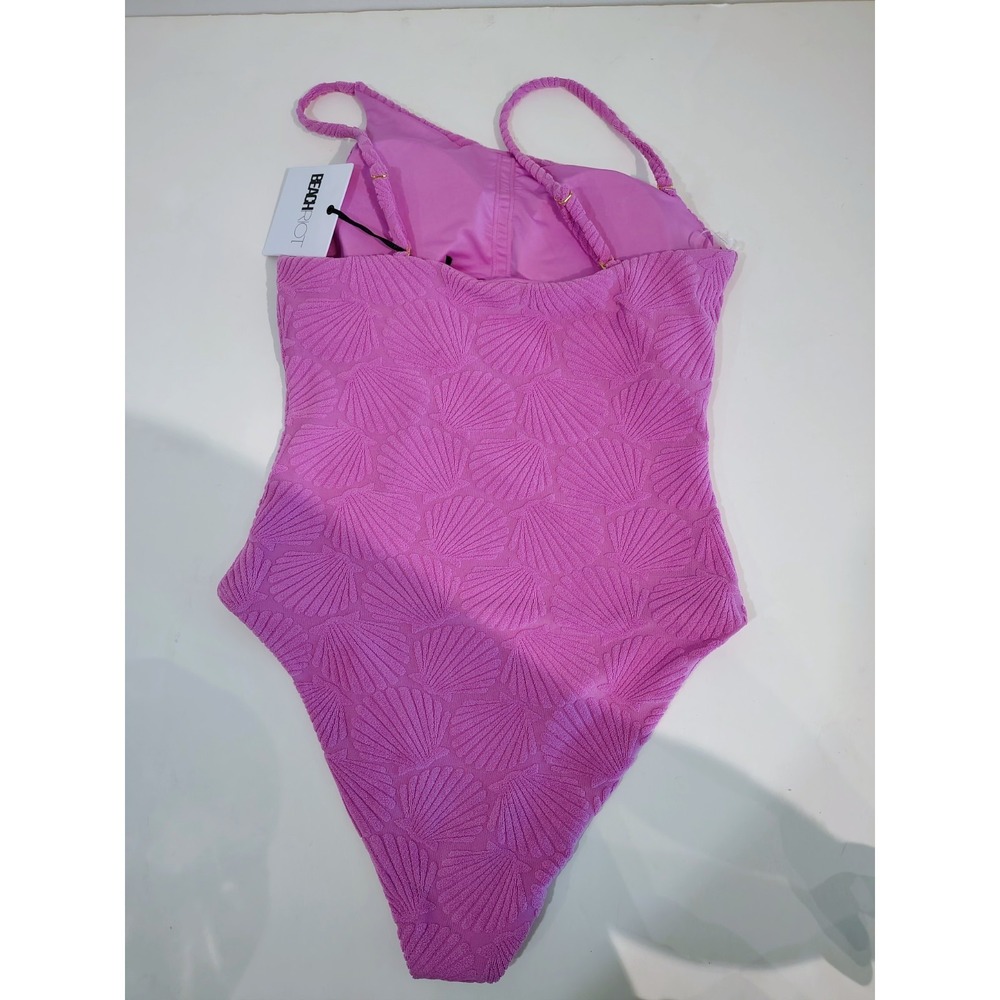 Beach Riot Women's Size Medium Pink Shell Texture Athena One Piece Swim Suit - Picture 3 of 8